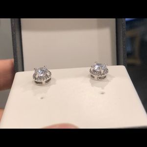 Sliver and diamond earrings